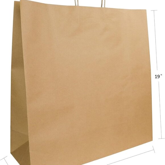 Greenii 100 Kraft Brown Paper With Handles Kraft 18 * 7 * 19 Party Gift Bags - Picture 3 of 7